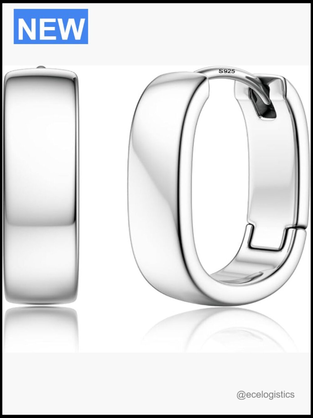 925 Sterling Silver Chunky Hoop Earrings Hypoallergenic Huggie Hoops